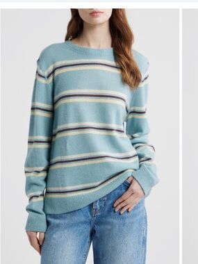 Reformation Boyfriend Sweater Blue Striped Crewneck Sweater